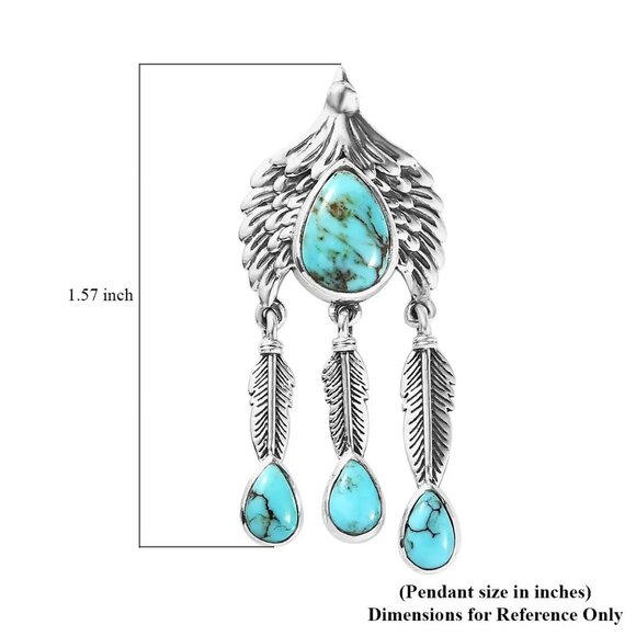 Artisan Crafted Blue Moon Turquoise Eagle Pendant in Sterling Silver 3.30 ctw - Picture 11 of 15